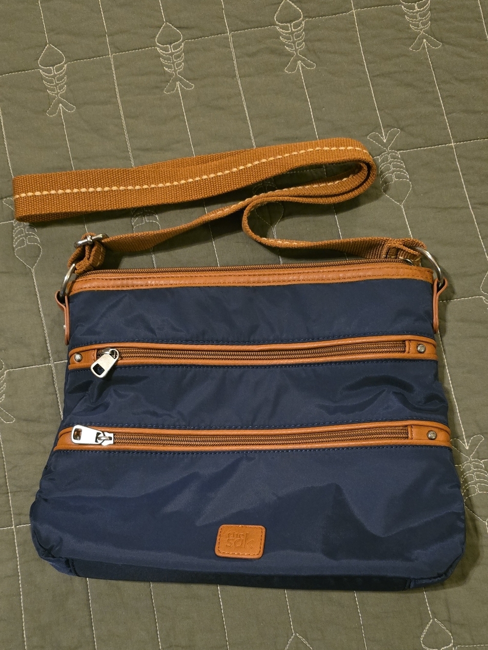 The Sak Esperato Navy EcoTwill  Crossbody Shoulder Bag, Adjustable Strap